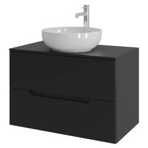 Тумба с раковиной Orange Line Li-80TubMDF+B07-420W черная матовая, 80.5 см