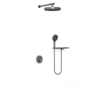 Душевой комплект Vincea Inspire VSFW-3I22MT2RGM встраиваемый, термостат, двухрежимный, вороненная сталь