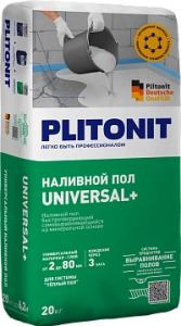 Наливной пол Plitonit Universal+  финишный , быстротвердеющий самовыравнивающийся 20 кг 