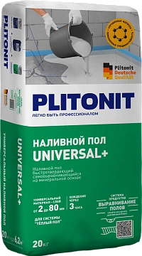 Наливной пол Plitonit Universal+  финишный , быстротвердеющий самовыравнивающийся 20 кг 