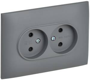 Розетка 2-местная с защитными шторками IEK Skandy SK-R23-10-K03-F серый