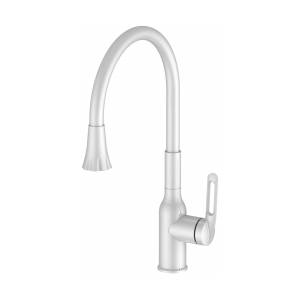 Смеситель для кухни Haiba HB42830-8 гибкий излив,нержавеющая сталь, белый