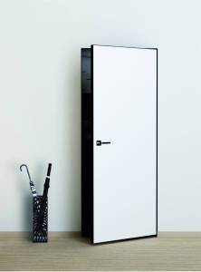 Скрытая дверь Глухая Profilo Porte INVISIBLE PX-0 (ИНВИЗИБЛ ПХ-0 ) Полотно Под покраску, Кромка AL Черный 2100х600