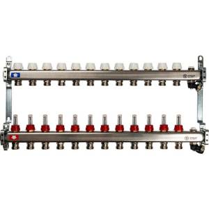 Коллектор Stout из нержавеющей стали с расходомерами, с клапаном вып. воздуха и сливом 1/3/4x12, SMS-0927-000012