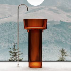 Раковина с пьедесталом Abber Kristall AT2702Opal-H прозрачная, 45 см, коричневая