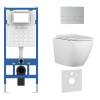Комплект Iberica Blanca Bilbao Alto IB001.BLA.231.1601 унитаз безободковый, белый, сиденье микролифт, клавиша смыва хром матовый