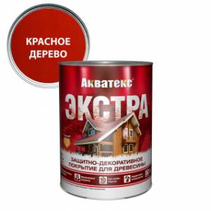 Защитно-декоративное покрытие для древесины Акватекс Экстра полуглянцевое красное дерево 0.8 л