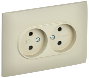 Розетка 2-местная с защитными шторками IEK Skandy SK-R23-10-K10-F бежевый