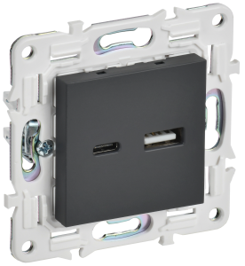Розетка USB type A+C IEK Skandy SK-U22-018-K53 графит