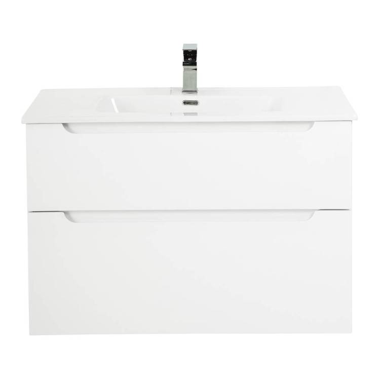 Тумба с раковиной Belbagno Etna H-60 ETNA-H60-700-2C-SO-BL-P 70x45x60 Bianco Lucido подвесная с двумя выкатными ящиками, с доводчиками