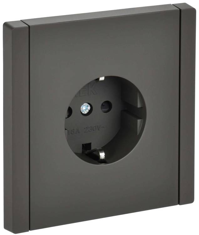 Розетка 1-местная с заземлением и шторками IEK Forte&Piano FP-R14-16-1-K03 серый