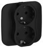 Розетка 2-местная с заземлением IEK Flite FI-R21A-16-K02 черный