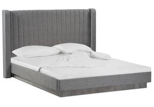 Кровать Woodville Tulip 406291 метрополитан грей, белая матовая с ПМ 160x200