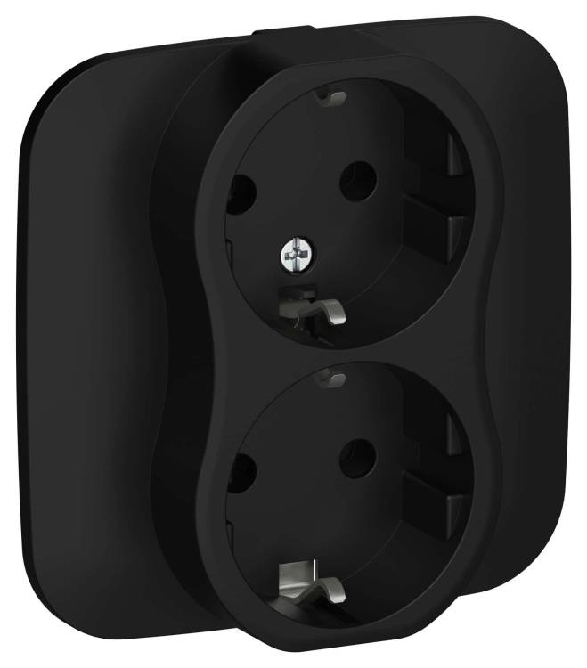 Розетка 2-местная с заземлением IEK Flite FI-R21A-16-K02 черный