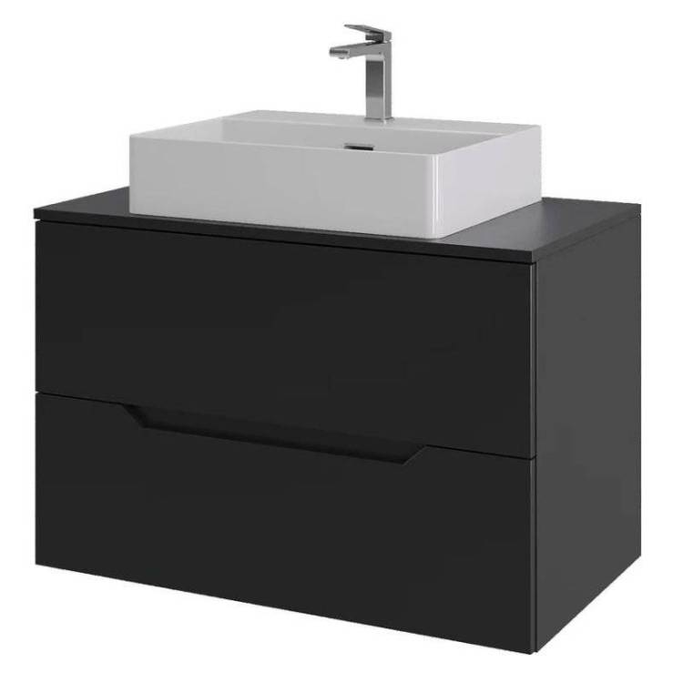 Тумба с раковиной Orange Line Li-80TubMDF+B04-500W черная матовая, 80.5 см