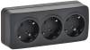 Розетка 3-местная с заземлением IEK Glory ERH31-K02M-16 черный матовый
