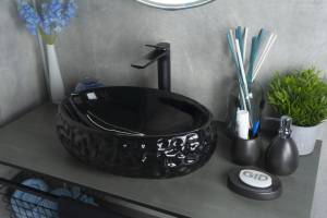 Раковина Gid Lago 9030bf 52232 черная глянцевая, 48x34x15