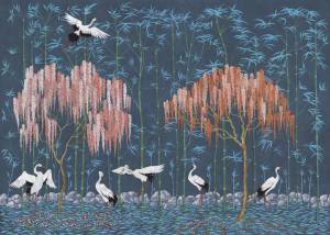 Бесшовные Eco обои Ortograf Chinoiserie 33959 Valley of storks Гладь ОЕ-Р2