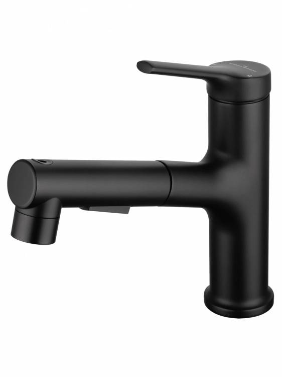 Смеситель для раковины Wonzon & Woghand WW-A40862-MB с выдвижным изливом, черный матовый