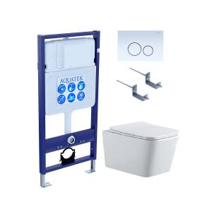 Комплект SET AQUATEK ЛИБРА N KDI15 кнопка белая, унитаз безободковый, сиденье микролифт