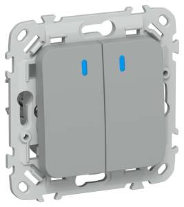 Выключатель 2-клавишный проходной IEK Flite FI-V28-1-10-1-K03 серый