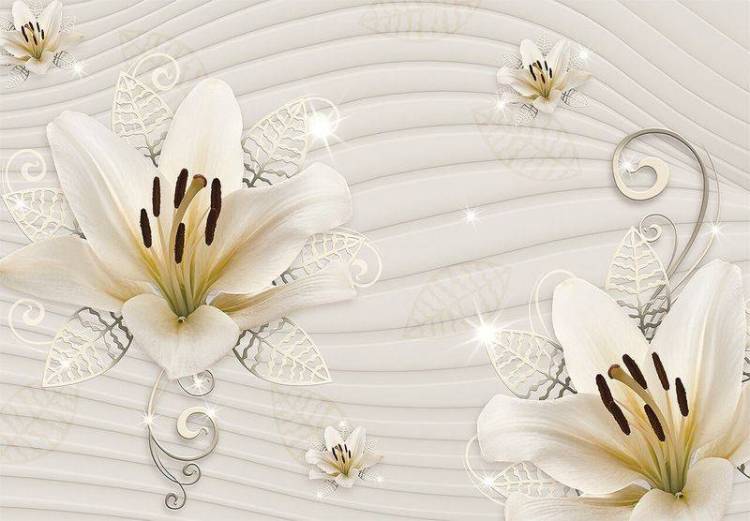 3D Фотообои Artegrafico «Лилии на линейчатом фоне» GM-100 канвас