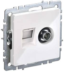 ТВ-розетка+Ethernet RJ45 IEK Brite BR-AK20-1-K01 белый