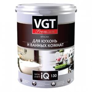 VGT PREMIUM IQ 130 КРАСКА ДЛЯ КУХОНЬ И ВАННЫХ КОМНАТ водно-дисперсионная, белая, база А (9л)