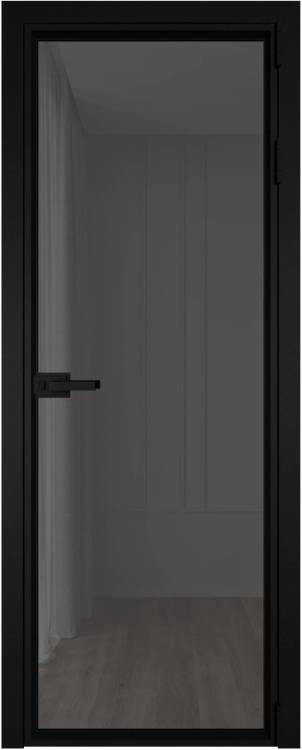 Межкомнатная дверь Profil Doors 1 AV цвет профиля Черный, стекло безопасное 6 мм тонированное 800x2000