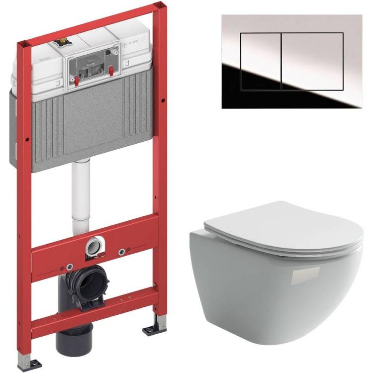 Комплект Унитаз подвесной Ceramica Nova Metropol CN4002 + Инсталляция TECE Now 9400412 4 в 1 с кнопкой