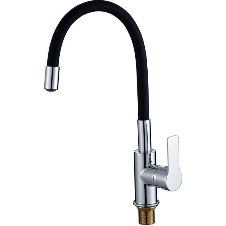 Смеситель для кухни Rush Siple SI7335-60Black с гибким изливом, черный