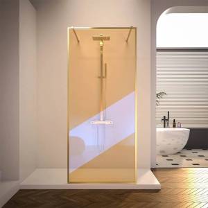 Душевая перегородка Veconi Korato KR90GC-110-09-C4 профиль брашированное золото, стекло хамелеон, 110x200
