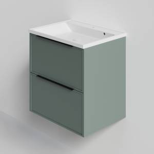 Тумба с раковиной La Fenice Simpla Twin Grigio NFNC-01-SIM-G-100-2-3-100 серо-зеленая матовая, 100 см
