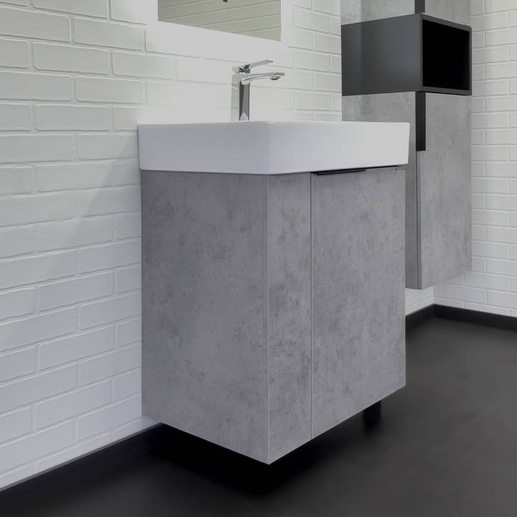 Тумба с раковиной Comforty Асти 60Н 00-00019190 напольная, бетон светлый