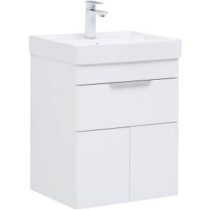 Тумба с раковиной Aquanet Ирис new 50 312421 подвесная, белый глянец
