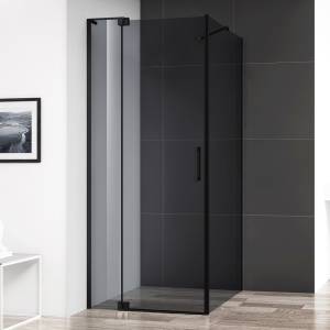 Душевой уголок Cezares Slider AH 1 90-80/90 Grigio Nero профиль черный, стекло серое