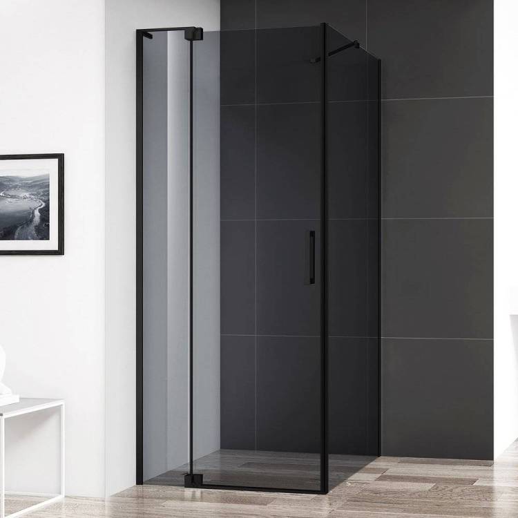 Душевой уголок Cezares Slider AH 1 90-80/90 Grigio Nero профиль черный, стекло серое