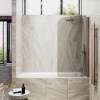 Шторка на ванну MaybahGlass MGV-602-2 поворотная, на монопетле, стекло бронза матовая, профиль бронза, 1400x400