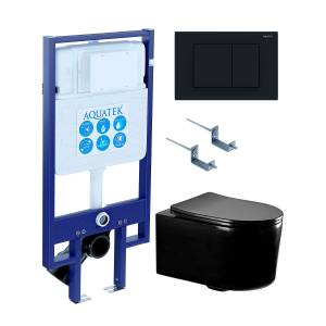 Комплект Aquatek Мия SET AQUATEK Мия-MB-012 4в1 безободковый, с микролифтом, черный матовый