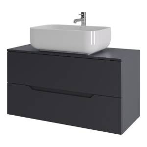 Тумба с раковиной Orange Line Li-100TugMDF+B03-600W графит матовый, 100 см