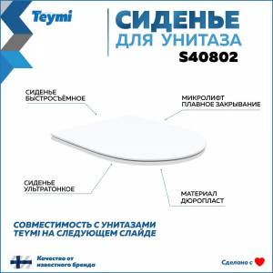 Сиденье для унитаза Teymi S40802 быстросъемное, с микролифтом