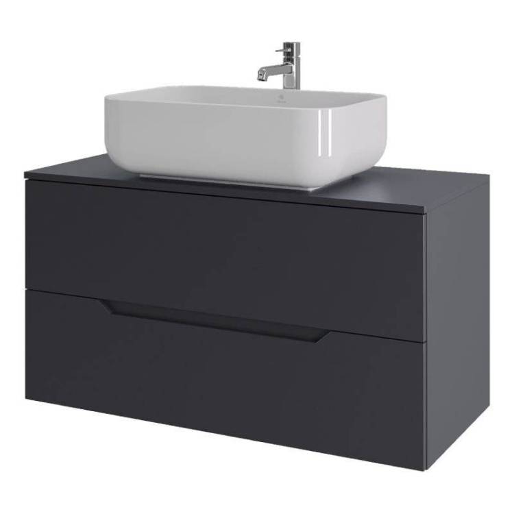 Тумба с раковиной Orange Line Li-100TugMDF+B03-600W графит матовый, 100 см