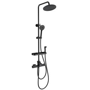 Душевая стойка Wonzon & Woghand WW-C3017-A1-MB черная, с термостатом