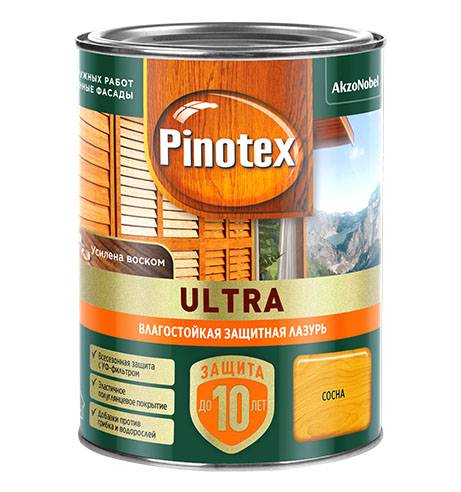 Пропитка декоративная для защиты древесины Pinotex Ultra AWB полуглянцевая сосна 0.9 л