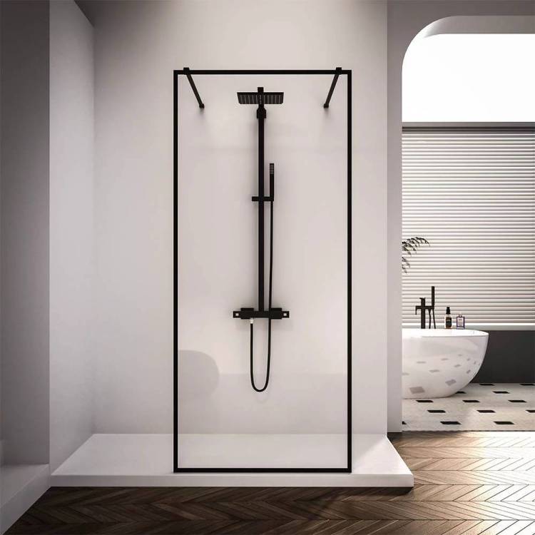 Душевая перегородка Veconi Korato KR90B-120-01-C4 профиль черный, стекло прозрачное, 120x200