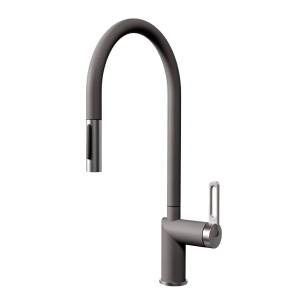 Смеситель для кухни Granula GR-8172 алюминиум, с выдвижным изливом