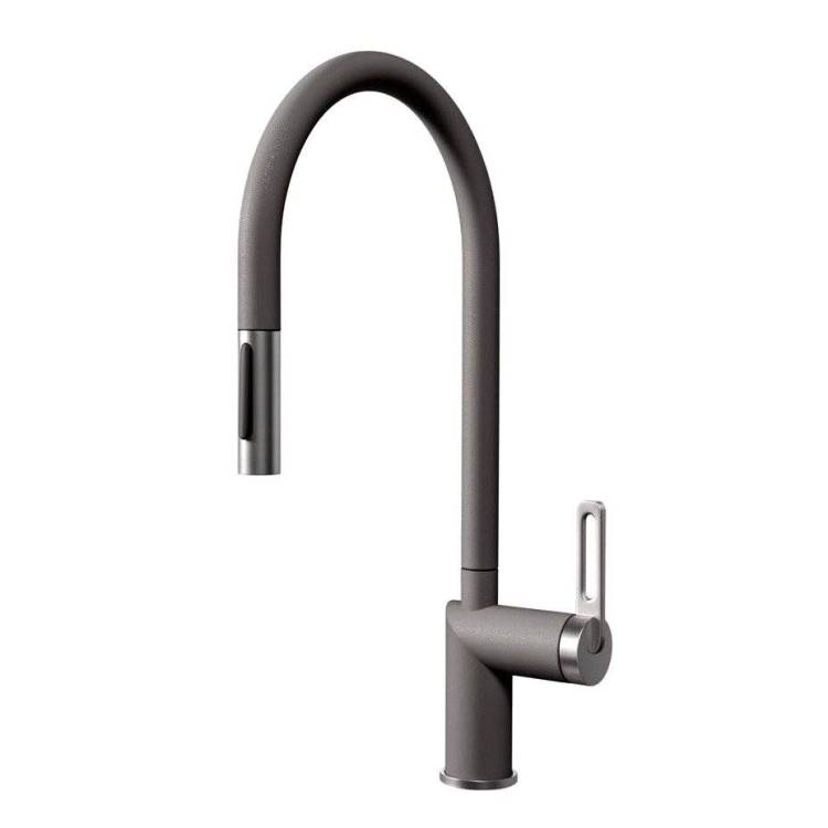 Смеситель для кухни Granula GR-8172 алюминиум, с выдвижным изливом