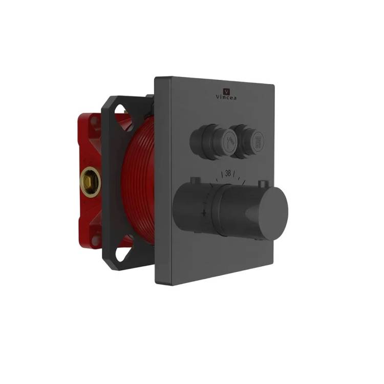 Смеситель для ванны Vincea VSCV-321TGM термостатический, встраиваемый, вороненая сталь