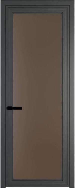 Межкомнатная дверь Profil Doors 1 AGP цвет профиля Серая ночь, стекло безопасное 6 мм монохром гляссе 600x2000