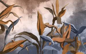 3D Фотообои Artegrafico «Букет тропических цветов в холодных тонах» AVG-007 песок